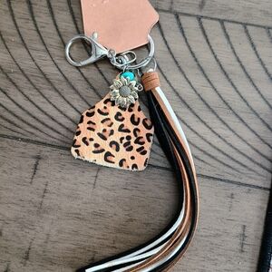 Leopard Print Keychain with Tassel